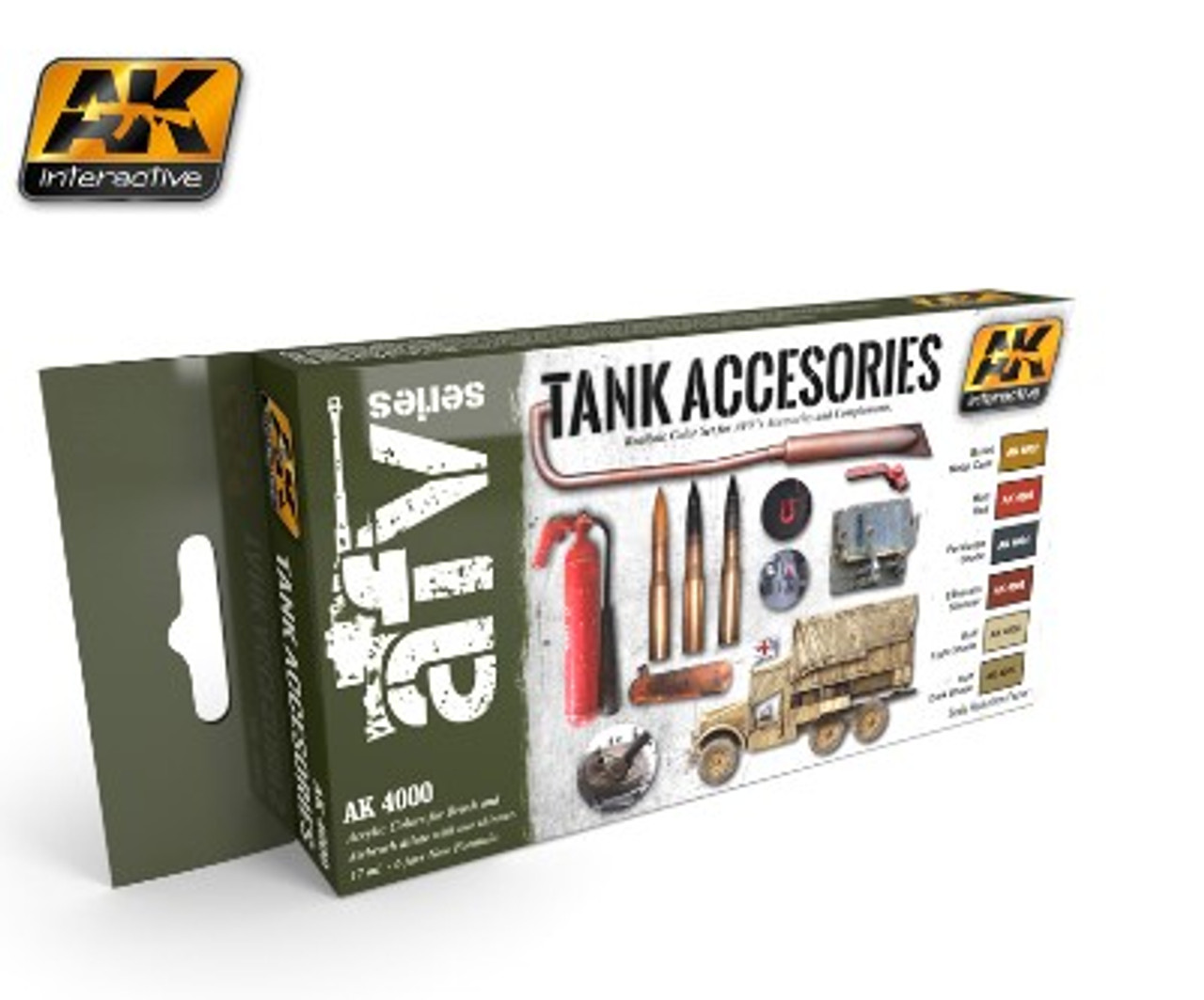 Tank Accessories Acrylic Paint Set, by AK Interactive, Model Pain 8436535574389